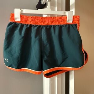 Under Armour Teal Athletic Shorts with Orange Trim